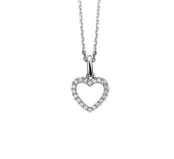 zilveren dames collier met hartjes zirkonia