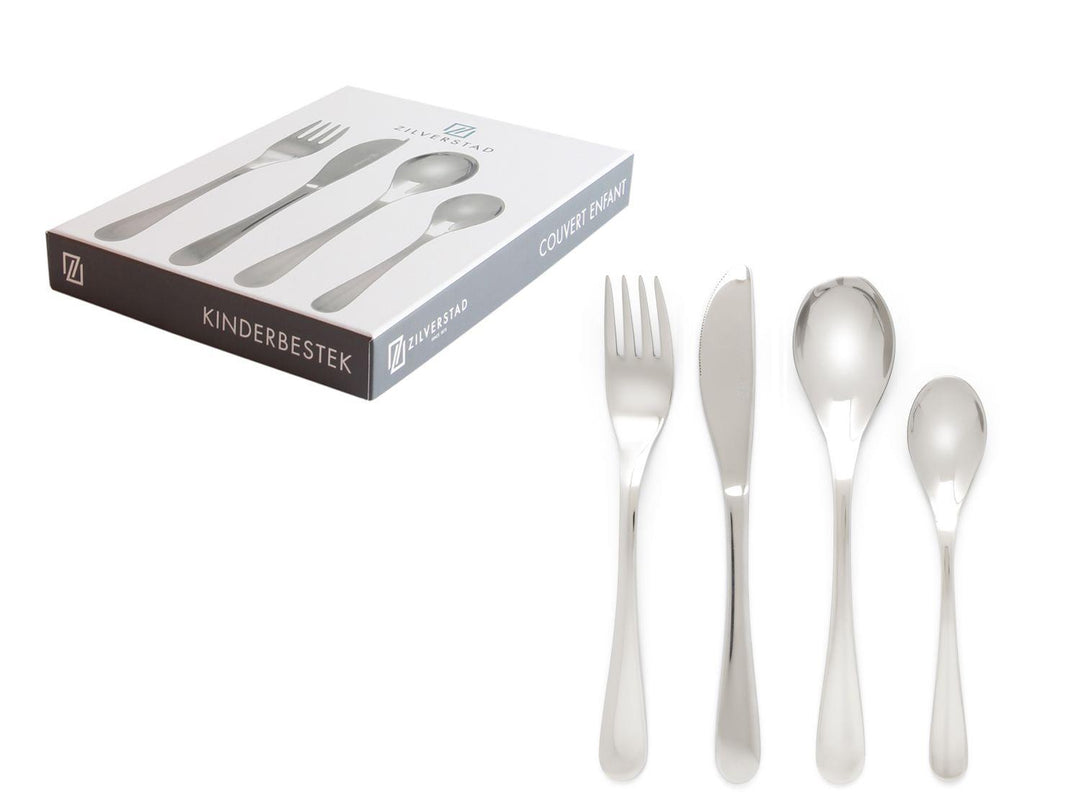 Zilverstad Kinderbestek Glad 4-delig RVS