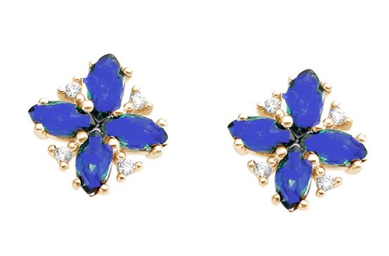 18 kt Geelgoud Oorstekers saffier 067928SA