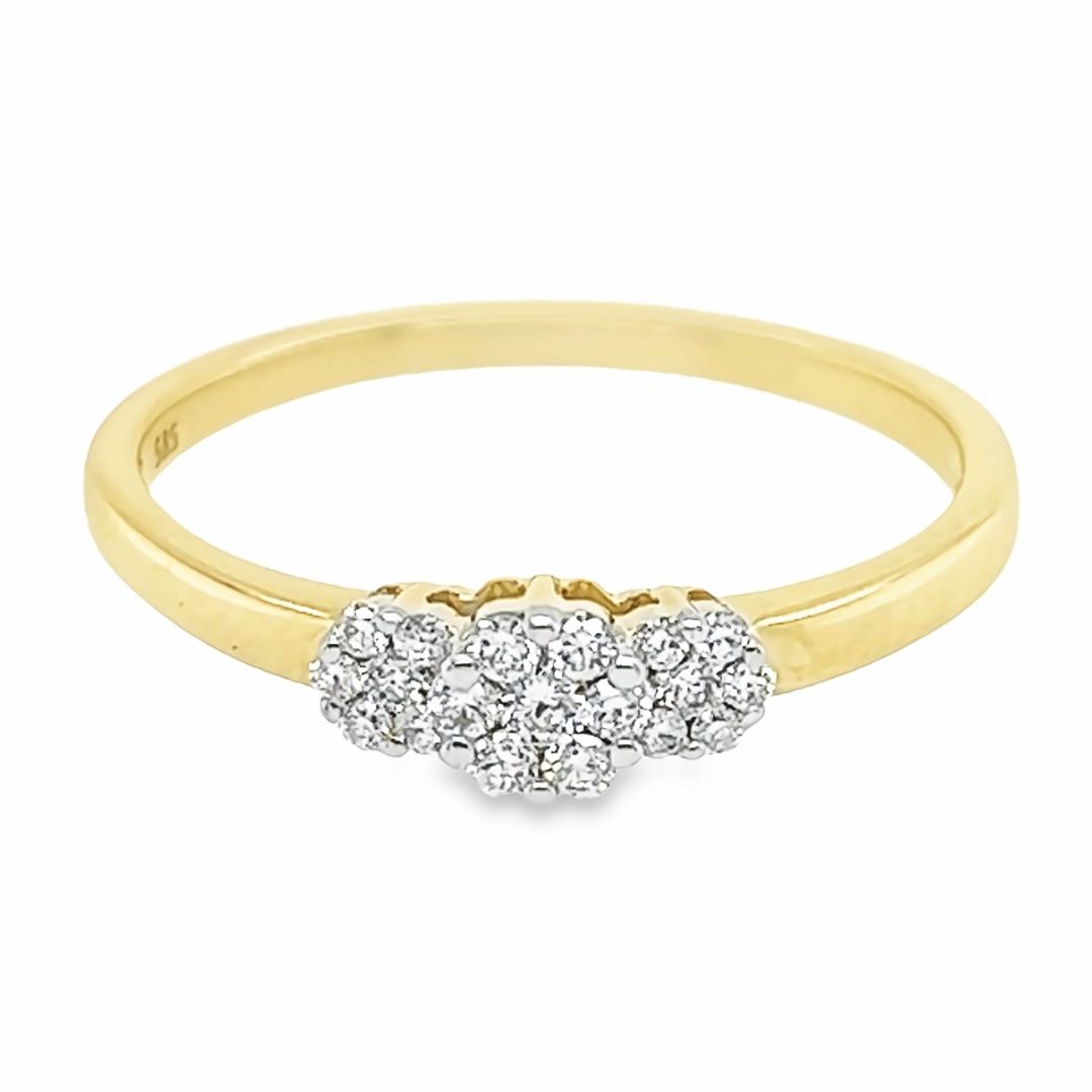 14 kt gdn ring met Diamant 0,20 karaat