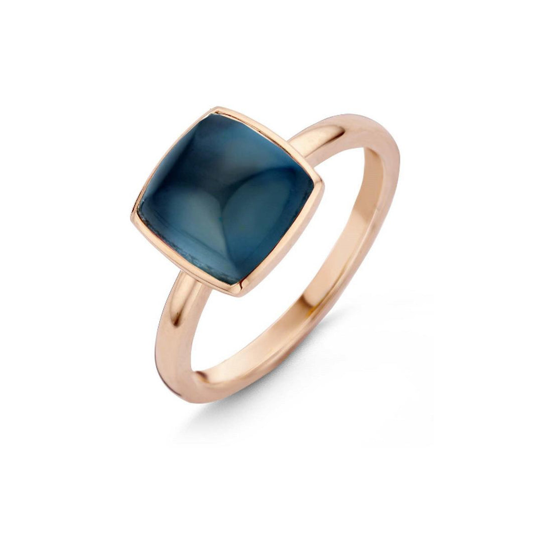 Pantelleria ring in 18K rose gold with London Blue topaz on MOP