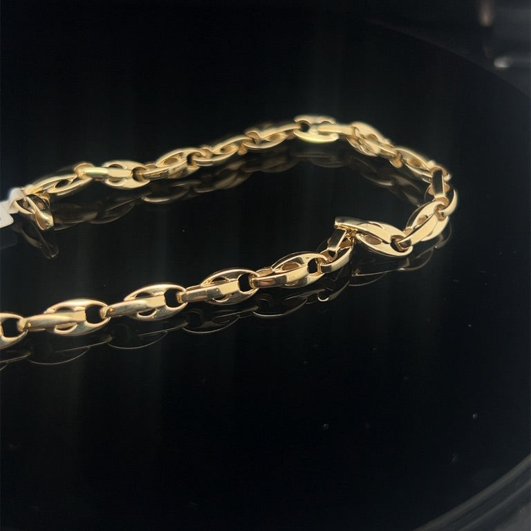 14 kt geelgouden armband ovaal 19cm fantasie