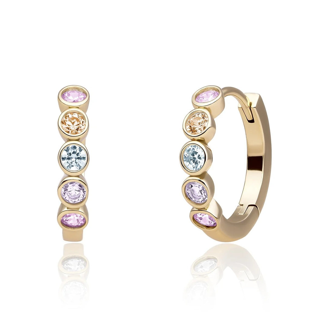 Earrings | Tube Huggies Gold - Multi CZ EAG35-MULTI