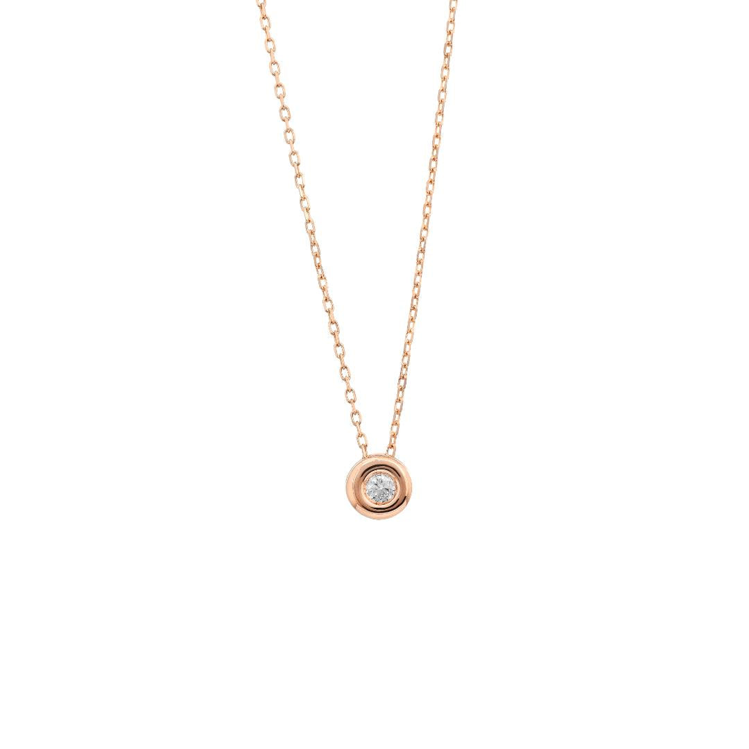 14 kt Roségouden collier met Diamanthanger 0,05 ct