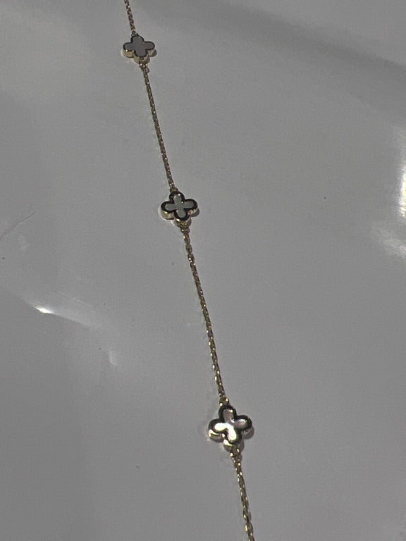 14 kt lucky clover armband geelgoud parelmoer