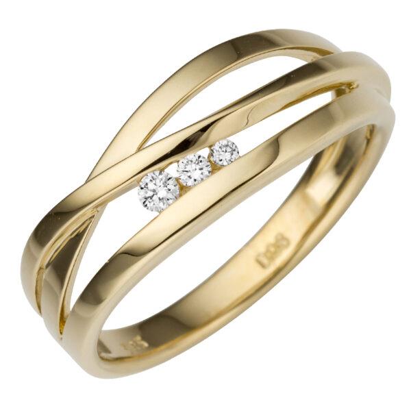 14 kt ring geelgoud diamant 0.08crt G/Si Diamant