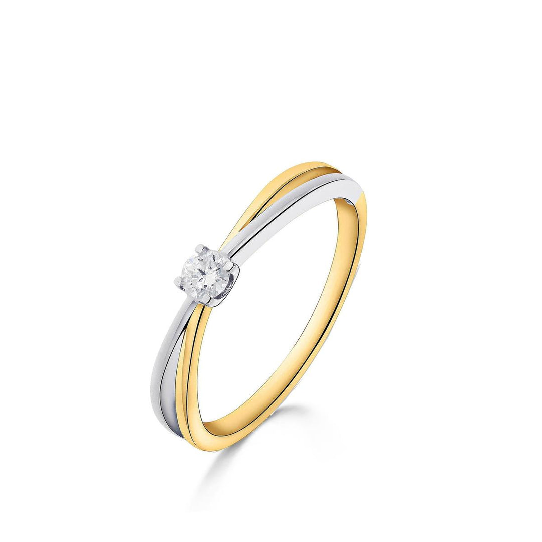 18 kt solitaire multiband diamant 0.12ct G Vsi