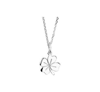 Zilver Collier met hanger klaver