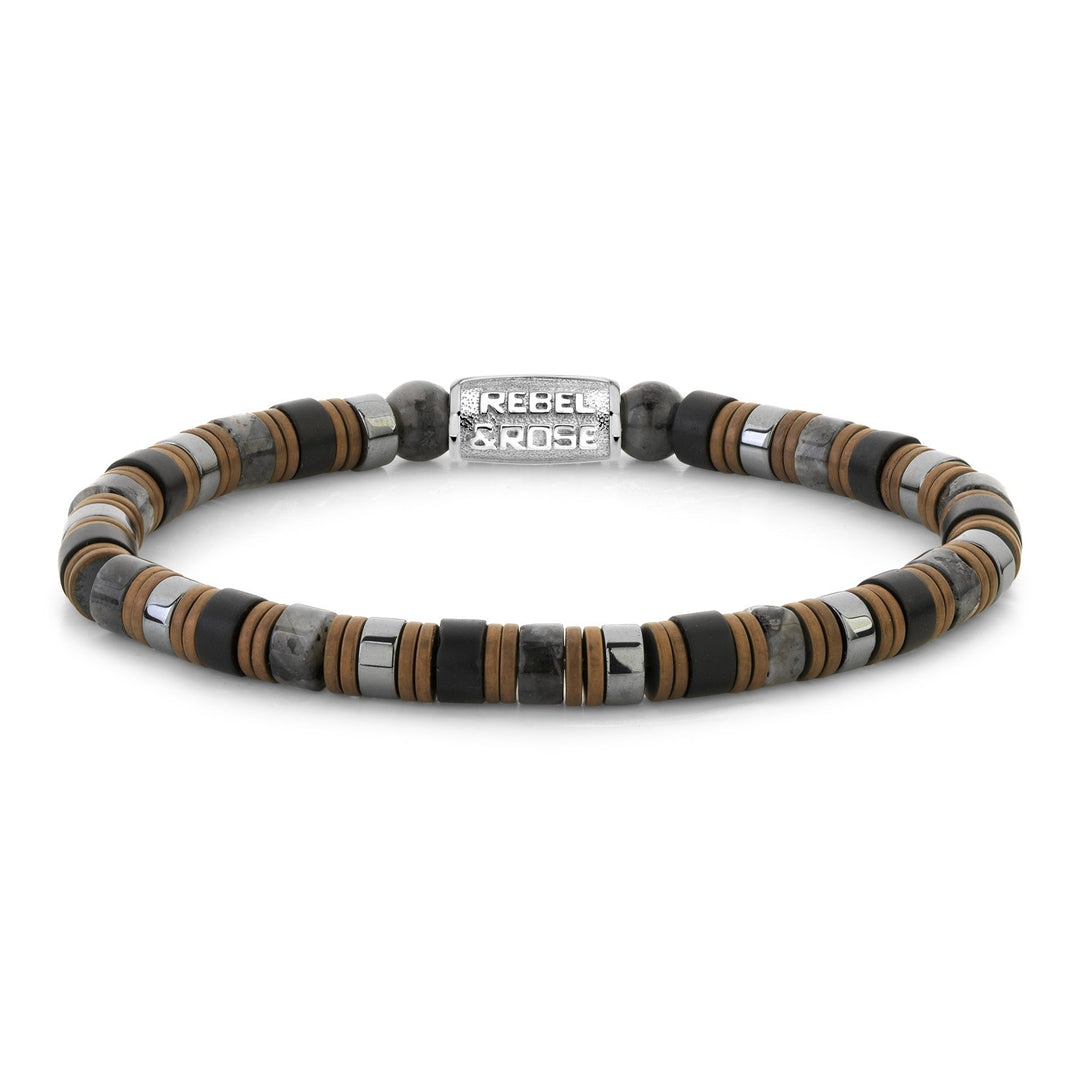 Rebel & Rose – Slices Mixed Grey 6 mm Armband RR-60150-S