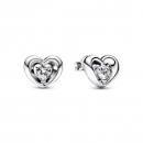 Heart sterling silver stud earrings with clear cubic zirconia 292500C01