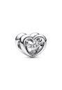 PANDORA 792493C01 Open heart sterling silver charm with zirconia
