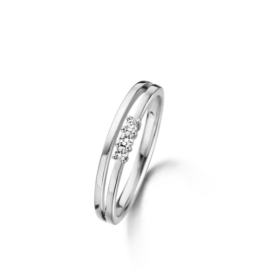 18 kt Witgouden ring diamant 0.07 ct Si G