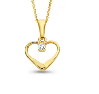 14 kt geelgouden hart hanger (zonder collier)