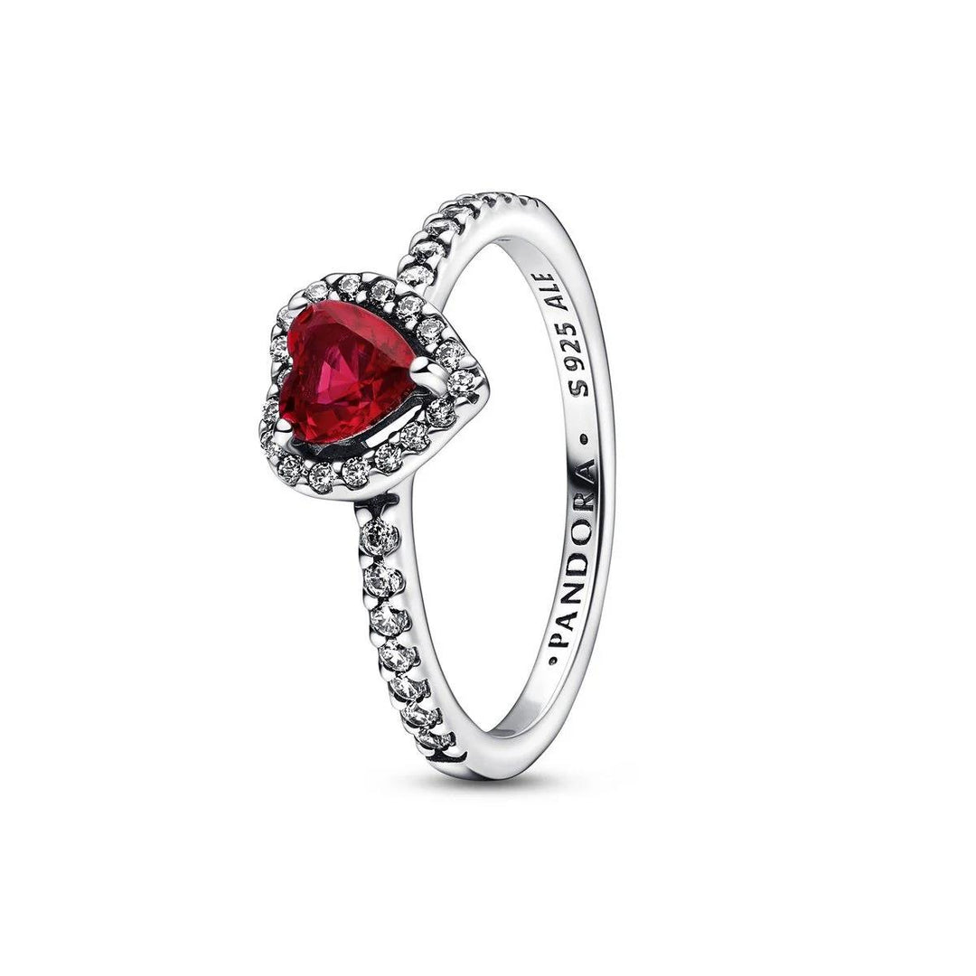 PANDORA SPARKLING RED ELEVATED HEART RING 198421C0