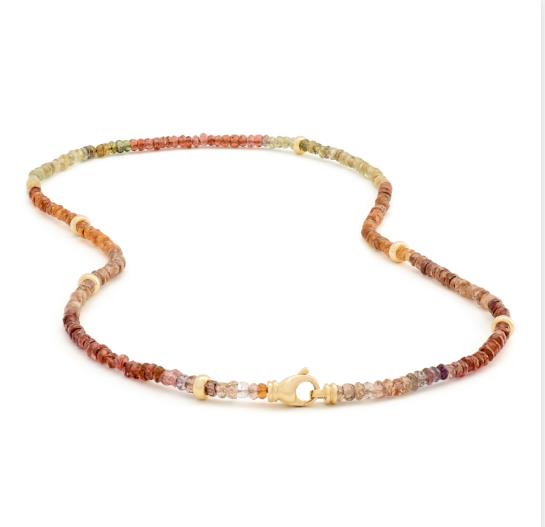 14 kt regenboog multicolor collier saffier