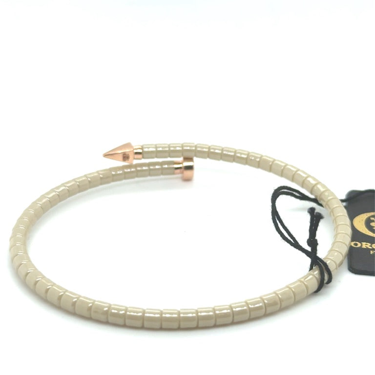 18kt Orotech Bracelet Beige Ceramic B10-22CRB 0.03ct