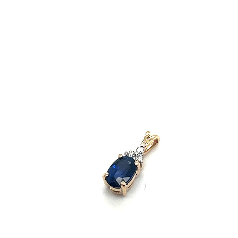 14 kt hanger diamant & saffier