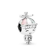 Boy silver charm with pink 798015ENMX