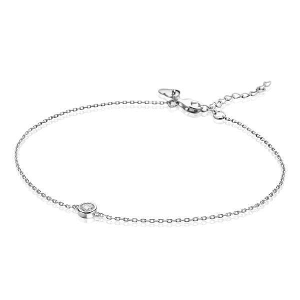 ZINZI zilveren enkelband rond wit 23+4cm ZIE1393