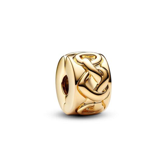 PANDORA SHINE 768035C00 Knotted hearts 14k gold-plated clip