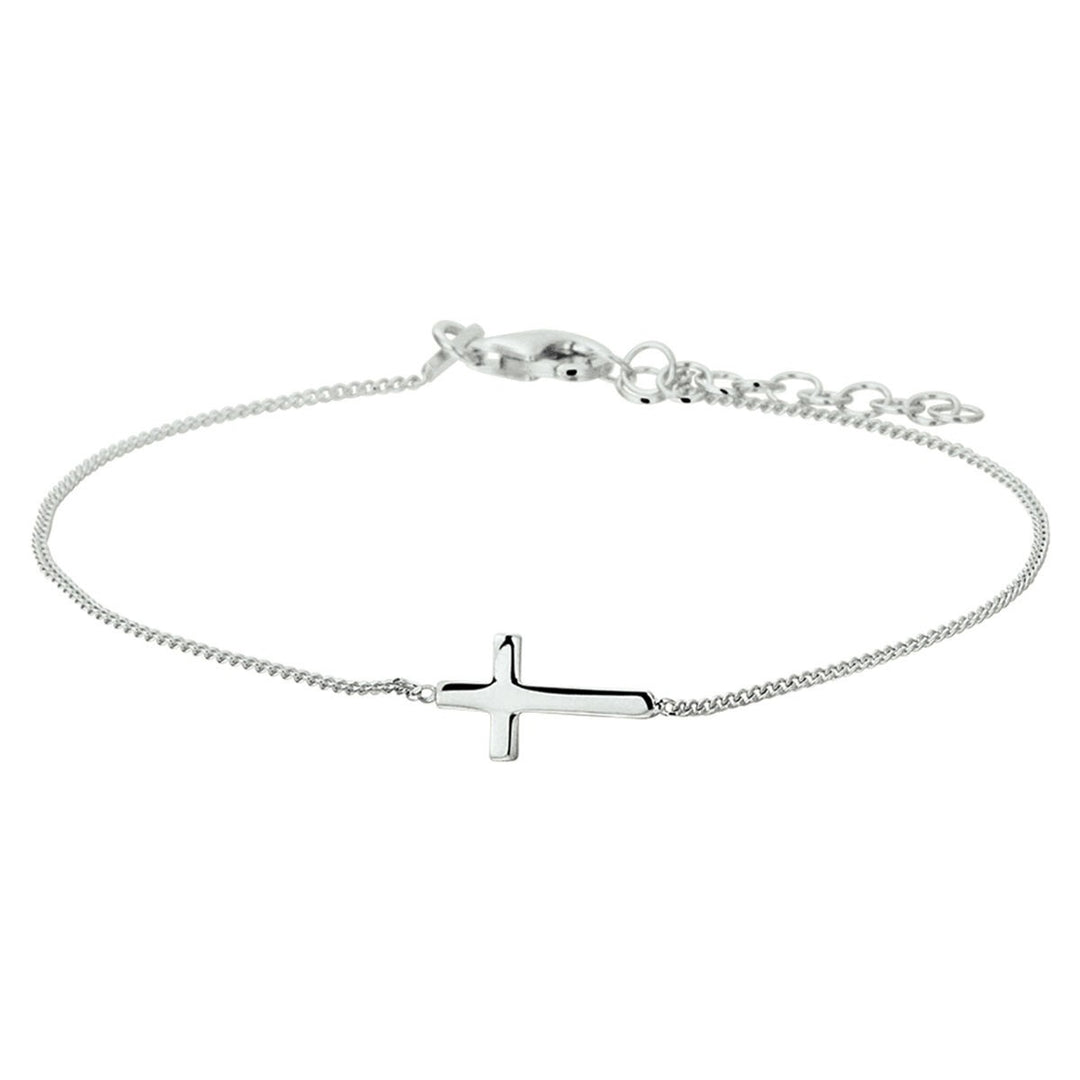 Zilveren armband kruis 17 + 3 cm