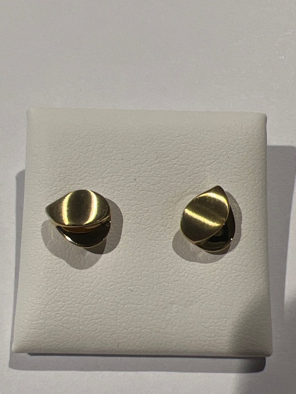 14 kt Geelgouden Mat en Glanzende Fantasie Oorstekers (Ref. 75462/31)