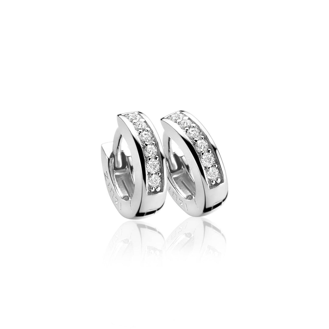 ziveren oorringen 12 x 3 mm zirkonia ZIO187Z