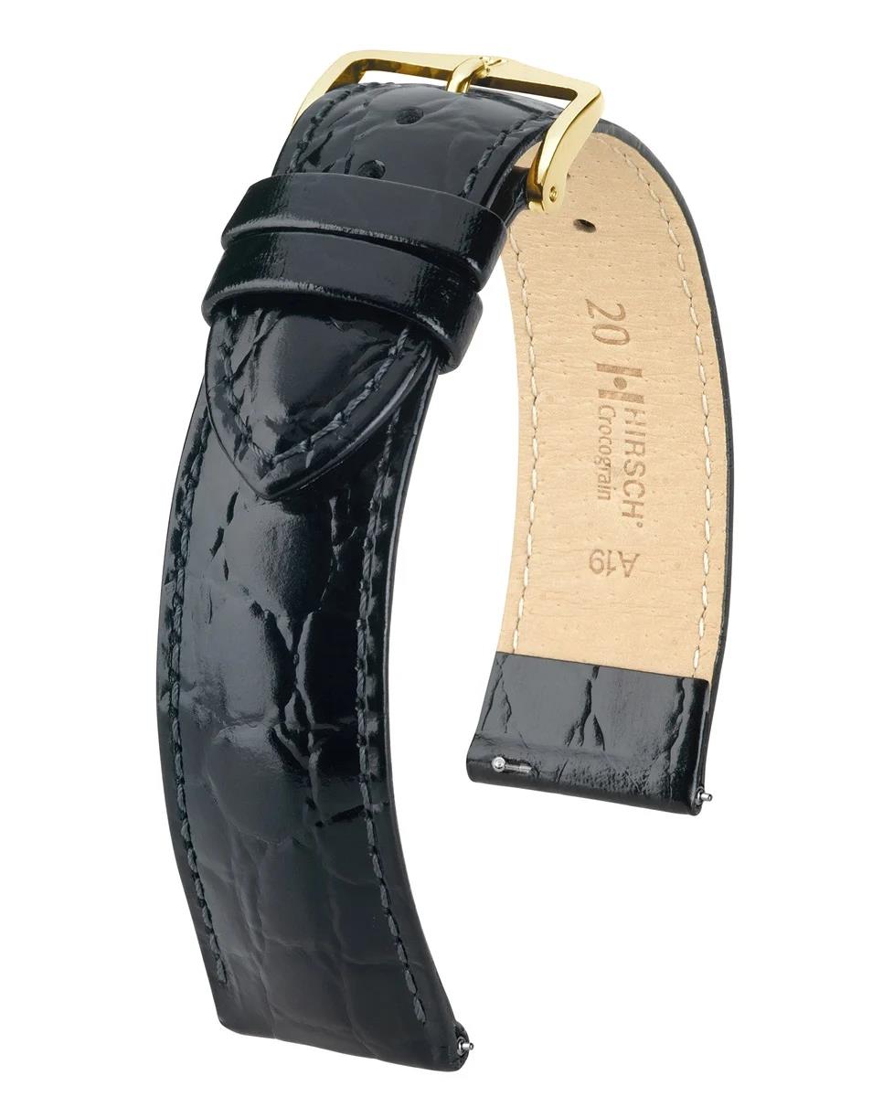 HIRSCH CROCOGRAIN M BLACK CALF 12302850-1-08