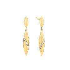 14 kt oorhangers pegelvorm met diamant 0.07 ct