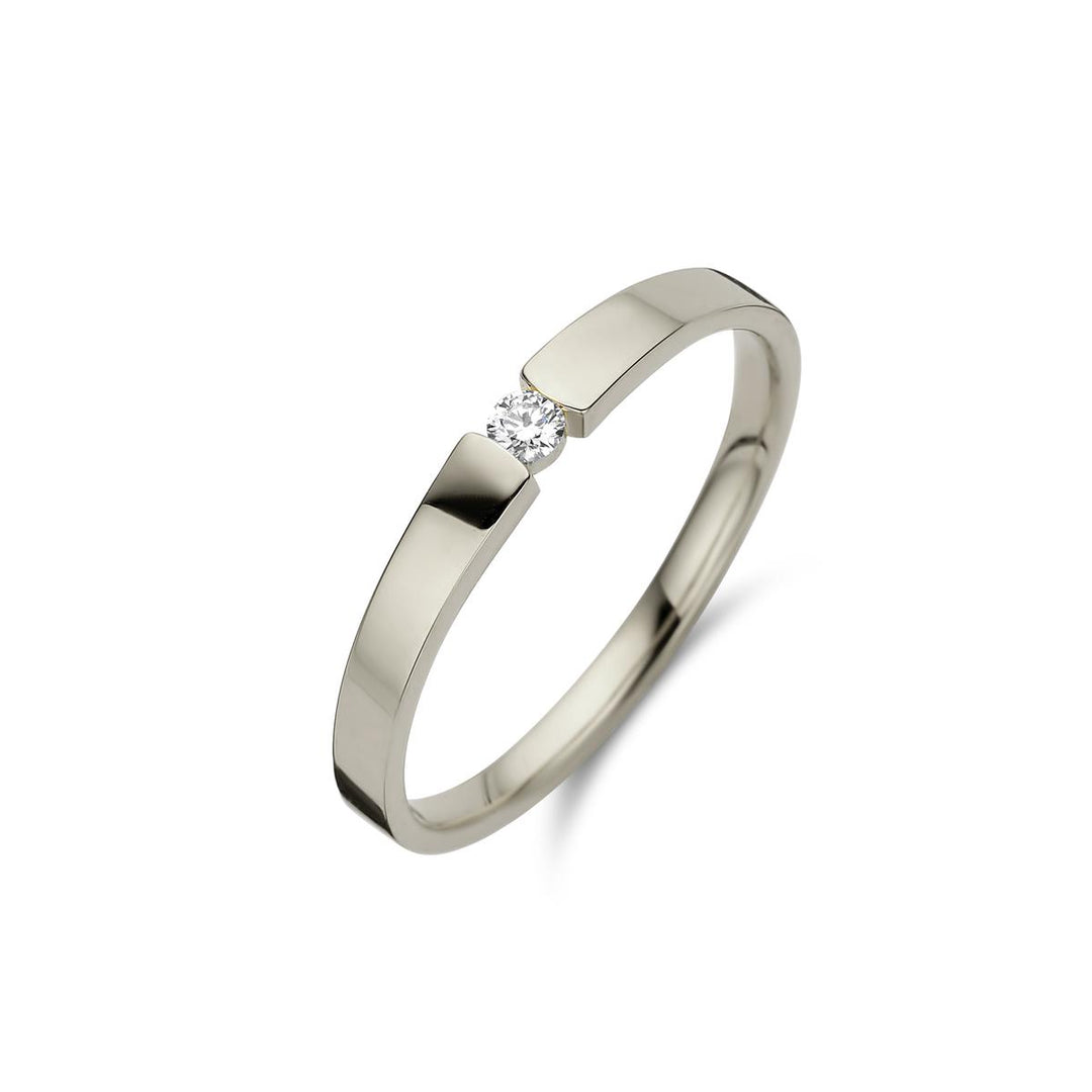 18 kt witgouden gladde ring diamant 0.09ct