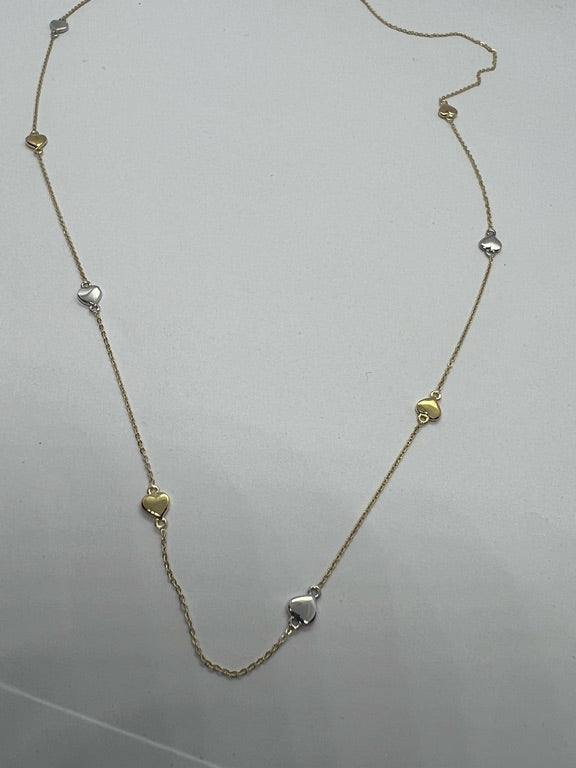 14 kt collier hearts