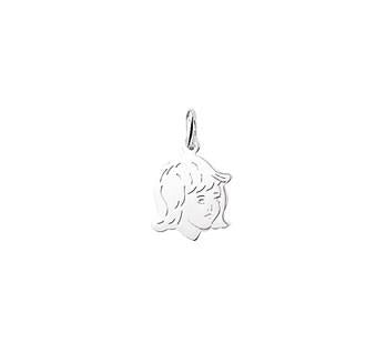zilver kinderkopje hanger meisje 17,5 x 13 mm