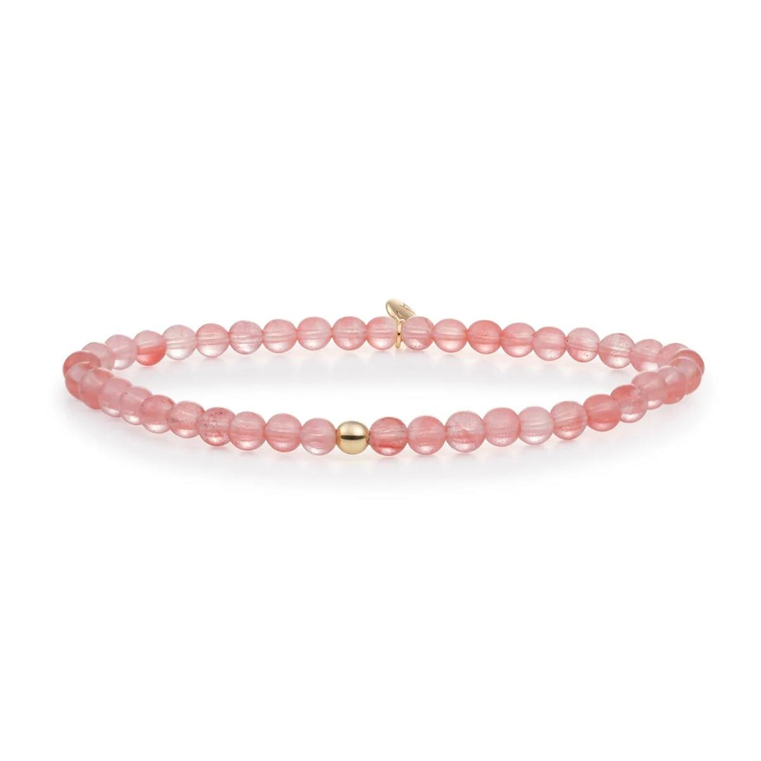 Bracelet | Cherry Quartz Saturn small - Gold 4mm