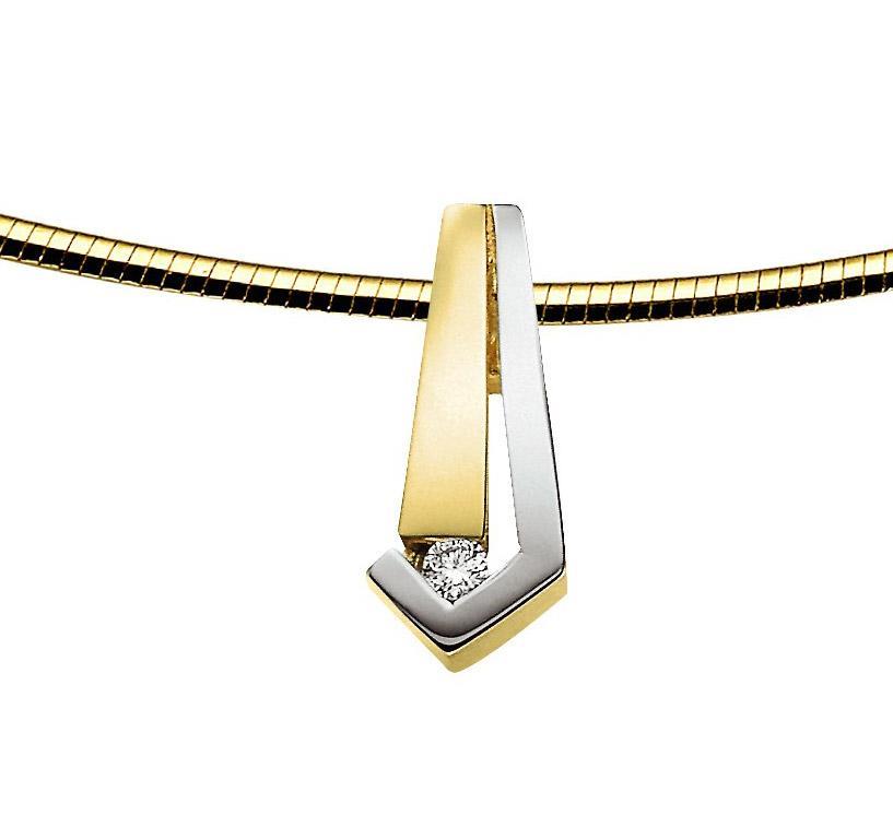14 kt witgouden hanger Jeunesse bicolor met diamant