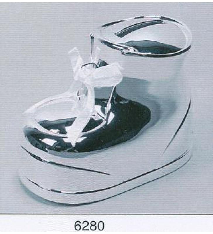 spaarpot schoen gelakt zilver WG-06280