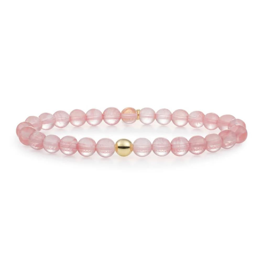 Bracelet | Cherry Quartz Saturn large - Gold 6mm