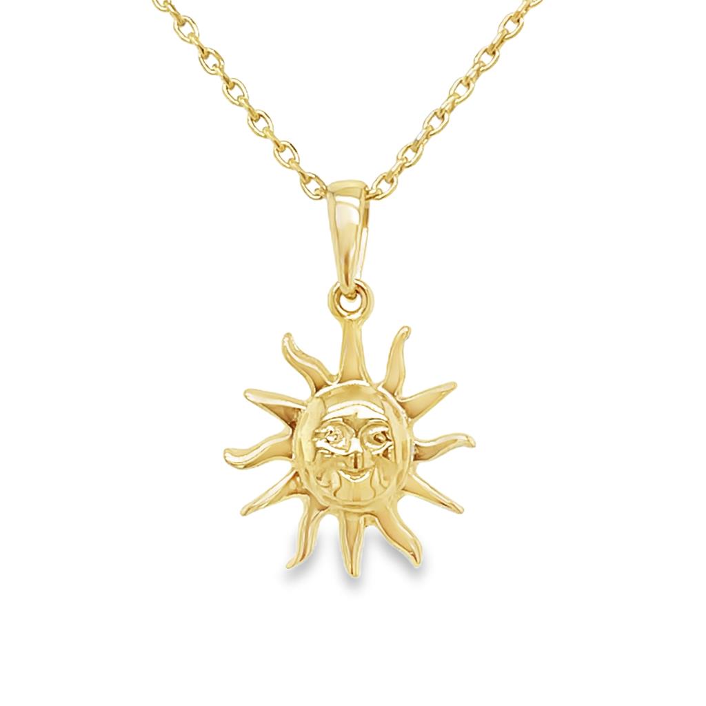 14 KT Geelgouden hanger blije Zon