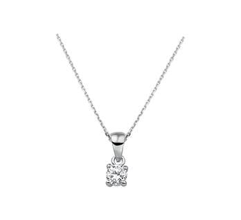 Zilveren Collier met hanger solitair