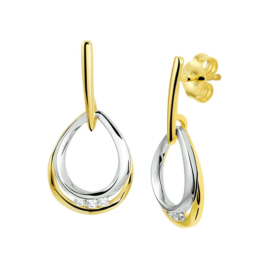 14 Karaat Bicolor Oorhangers met Diamant – 0.09 ct