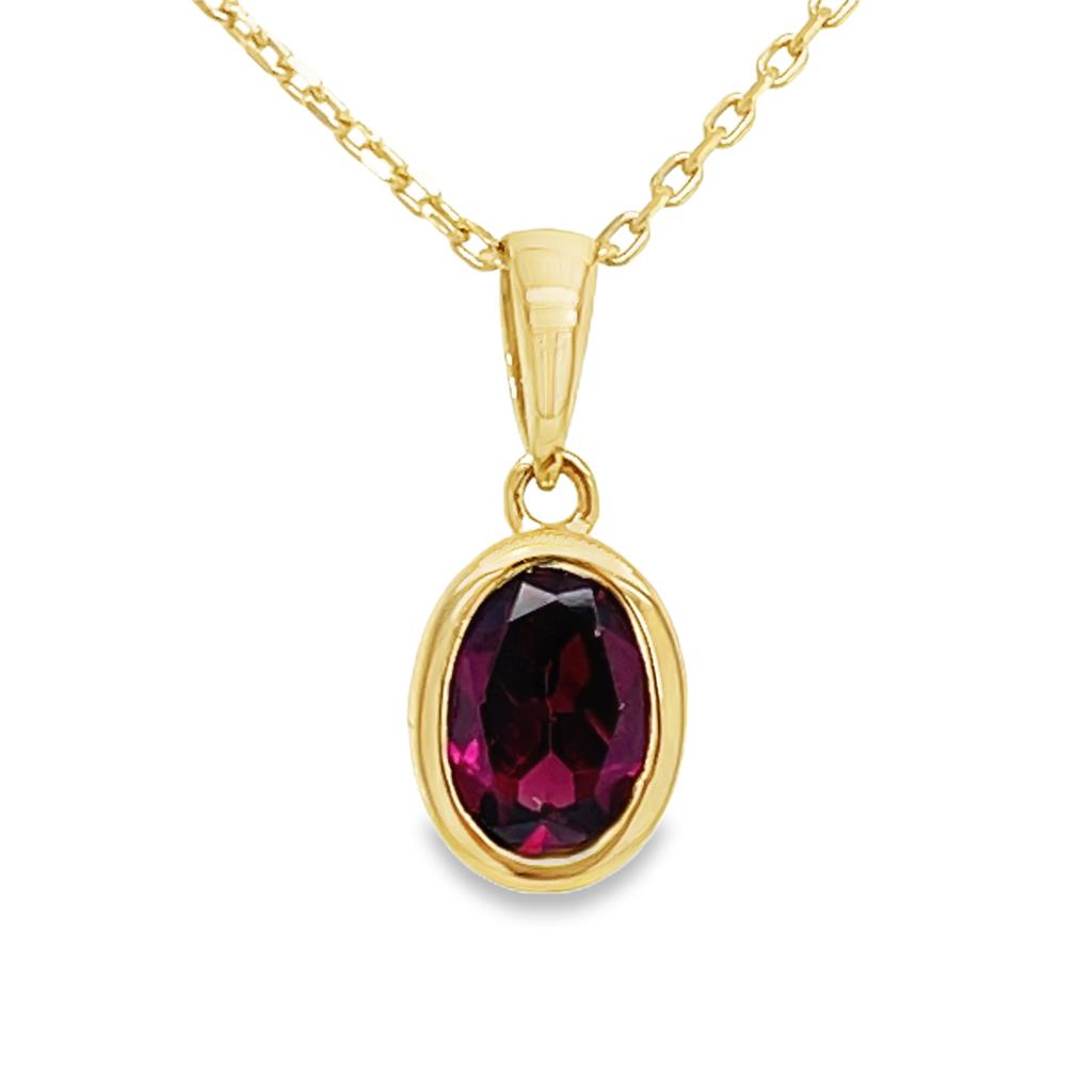 14 kt Geelgouden hanger met Rhodolite