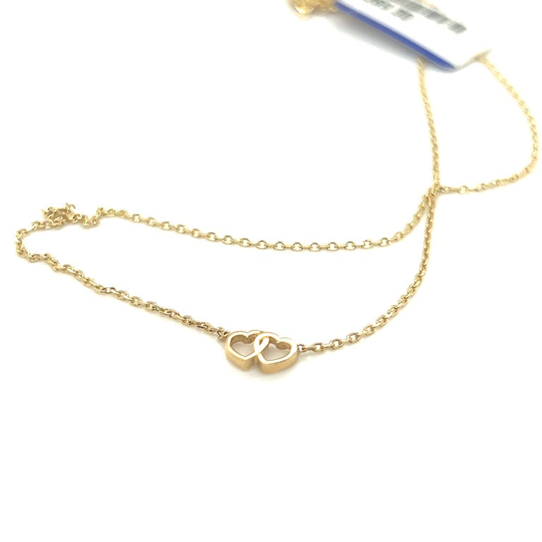 14 kt collier met hanger hartjes 42-45 cm