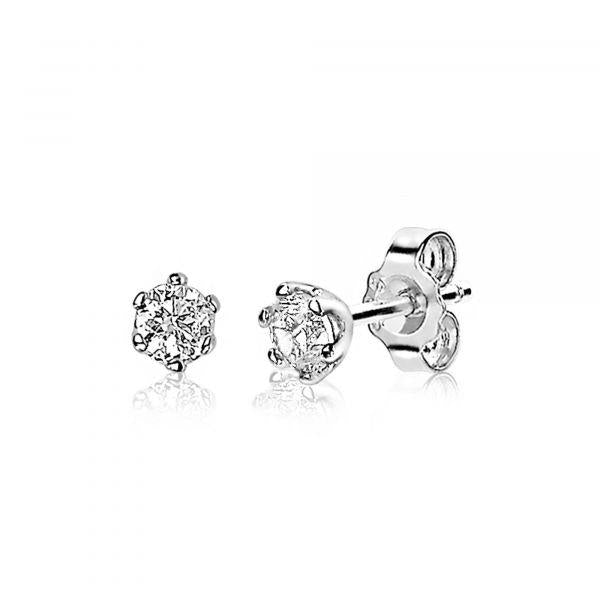 ZINZI zilveren oorknoppen 4,5mm zirconia wit chatonzetting ZIO1984