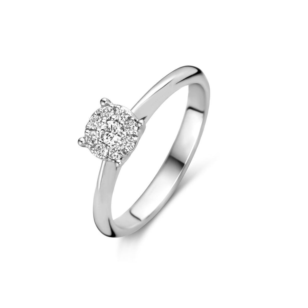 18 kt witgouden ring diamant entourage