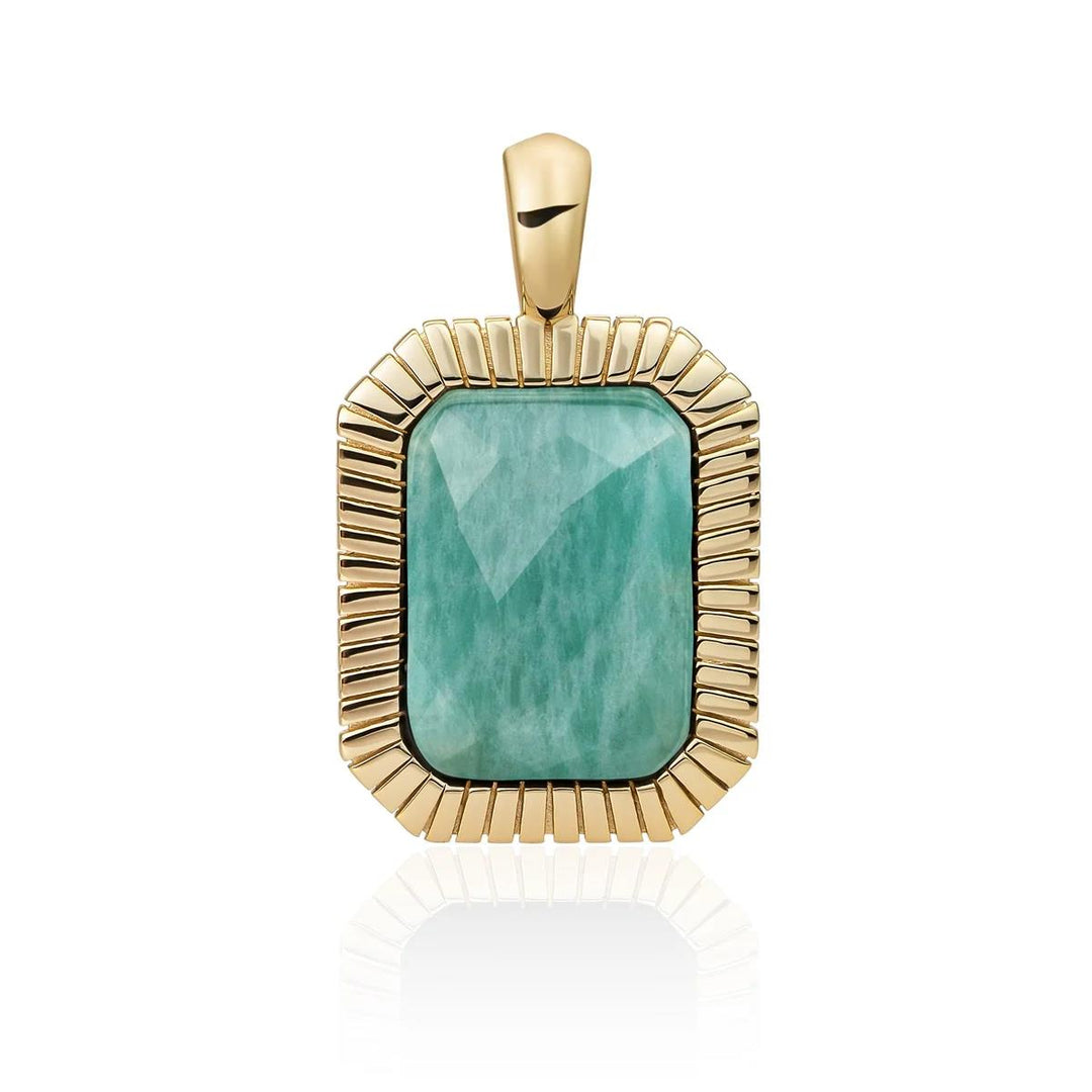 Pendant | Gold - Rich Green Amazonite Baguette SPG23-G57