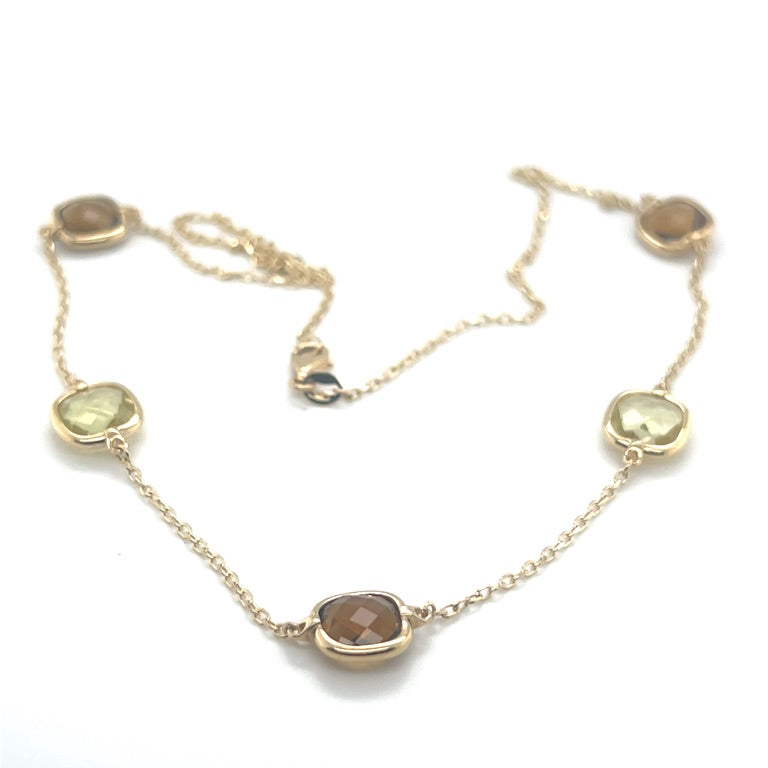 14 kt collier anker Citrien rookkwarts 45 cm