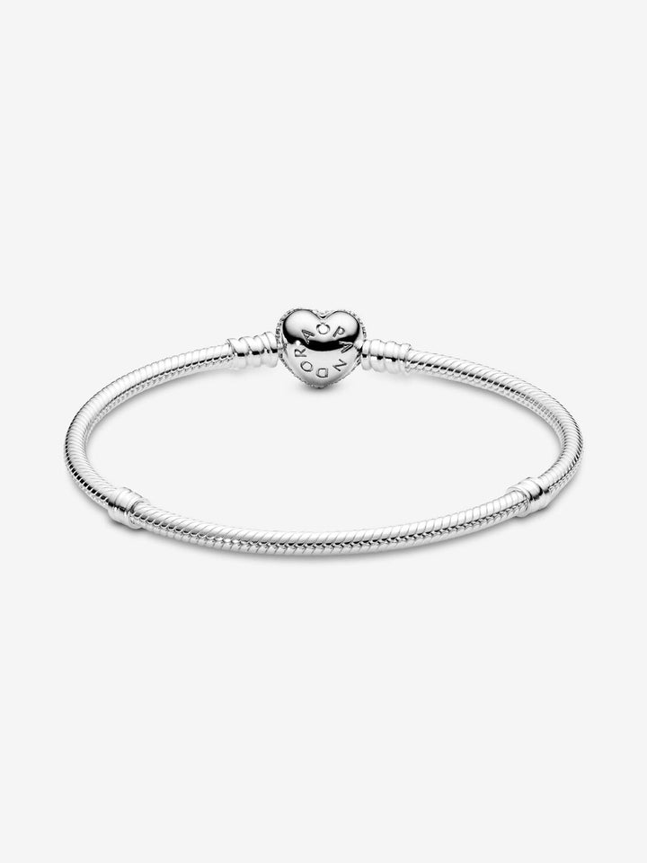 Pandora Moments Sprankekend Hart en Pavé Snake Chain armband 590727CZ