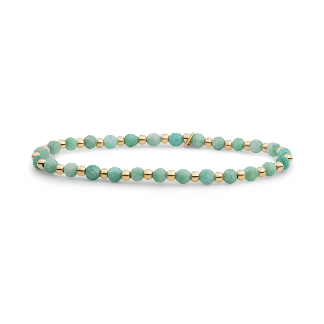 Bracelet | Rich Green Amazonite Interstellar - Gold 3mm SBG-GEM57-3MM-MIX