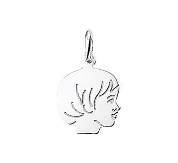 zilveren kinderhoofdje jongen 12.5 x 15.5 mm