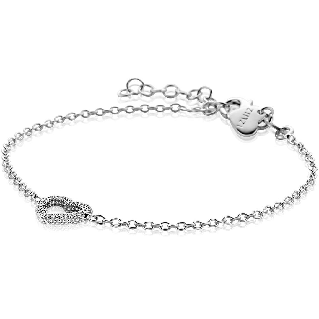 ZINZI zilveren armband met open hartje (9,5mm) voorzien van een bolstructuur 17-20cm ZIA2703