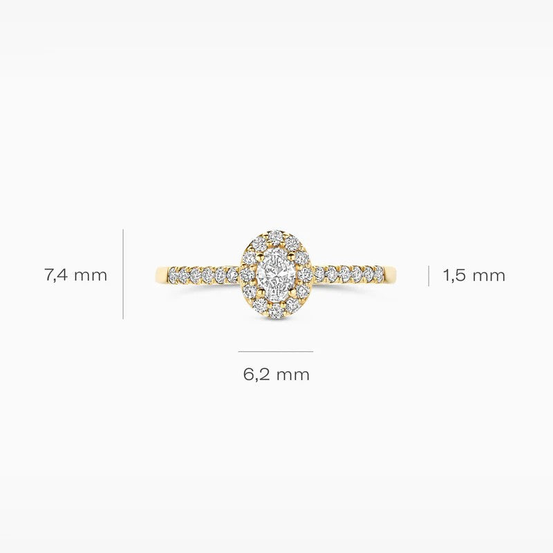 14K Geelgouden Ring met Ovale Lab Grown Diamant – LG1045Y